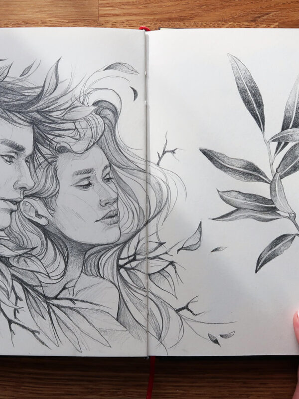 pencil skeches in sketchbook