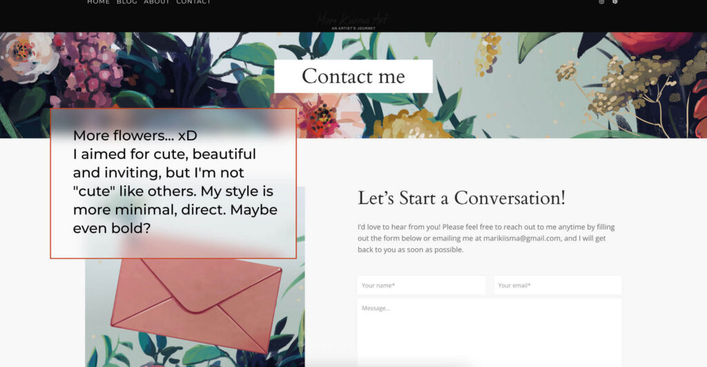 Screenshot of my old blog that was trying to be authentic.